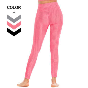 Leggings de entrenamiento de mujer Leggings de tope de tope delantero Pantalones cruzados frontales Leggings de yoga texturizado